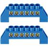 TopHomer 2Pcs Barra Terminale Neutrale 6 Posizioni in Ottone Barra Bus Blocco Terminale Barra di Messa a Terra con Guscio Blu per Distribuzione Elettrica