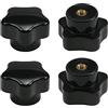 Othmro 4 manopole per dadi di bloccaggio a stella, filettatura femmina M5 x 32 mm, di ricambio, a stella, viti di serraggio, maniglia a stella, rimozione rapida, parti di ricambio per seghe trapano