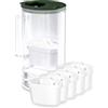 Wessper Caraffa Filtrante vetro 2L, con indicatore LED, 5 filtro - Verde | caraffa vetro con filtro acqua potabile, senza BPA, brocca acqua filtrante carboni attivo
