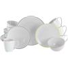 CreaTable, 24055 Serie Luna Color Line - Set di stoviglie per 4 persone, servizio combinato in porcellana, lavabile in lavastoviglie e microonde, produzione di qualità