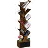 Relaxdays Scaffale Libreria, Mobile Stretto da Terra con 9 Ripiani ad Albero per Libri, CD e Dvd, 146x38x22 cm, Marrone