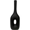 DRW Vaso da pavimento con foro centrale in ceramica in nero 40x23x7 cm