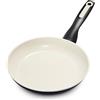 GreenPan Rio Padella Antiaderente in Ceramica Sana da 18 cm, Senza PFAS, Manico Fredda al Tatto, Sicuro in forno fino a 160°C, Nero e Crema