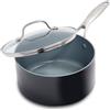 GreenPan Valencia Pro Pentola da 18 cm / 2 litri in ceramica antiaderente anodizzata dura con coperchio, senza PFAS, induzione, lavabile in lavastoviglie, resistente al forno, grigio