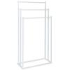 Relaxdays Portasciugamani, H x L x P: 86 x 44 x 21 cm, Metallo, 3 stanghe, Bagno, Bianco
