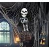 FIESTAS GUIRCA | Ciondolo scheletro con cappuccio (15 cm) - Decorazione di Halloween per feste e celebrazioni - Ideale per ambienti terrificanti e scenari spaventosi - Nero e Bianco