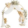 Relaxdays Arco Palloncini, Metallo, Matrimonio, Compleanno, Fidanzamento, A x L: 210x240 cm, Fiori, Arco Decorativo, Oro
