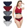 mimosso Slip da donna in cotone biologico, confezione da 5 pezzi, traspiranti, morbidi e confortevoli, biancheria intima per tutti i giorni e lo sport (taglia S - 2XL), Nero , L