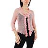 Mimosa Cardigan da donna con volant allacciato all'uncinetto, tinta unita, rete elasticizzata, bolero turchese