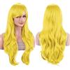 IMISSU 70 cm capelli lunghi acqua parrucche ondulate con frangia parrucca costume cosplay (Giallo vivido)
