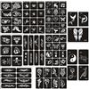 Borsgye 10 fogli temporanei tatuaggi stencil riutilizzabili glitter tatuaggio adesivi temporanei tatuaggio aerografo stencil braccio posteriore corpo pittura - N001