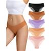 VOENXE Slip Donna Mutande,Brasiliana Vita Media Mutanda,Women Pizzo Intimo,Taglio Laser Culotte Underwear,Elastico Bikini Panties,Damen Hipster Comode Panty,Morbido Unterhosen,Pacco da 5