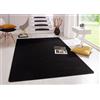 Hanse Home Tappeto Fancy - Tappeto da Soggiorno in Tinta Unita Moderno in Velluto per Sala da Pranzo, Soggiorno, cameretta dei Bambini, corridoio, Camera da Letto, Cucina, Nero, 80 x 150 cm