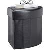 Relaxdays Pouf Imbottito con Contenitore Pieghevole, Triangolare, Moderno, finta pelle, Nero, HxLxP: 38 x 38 x 38 cm