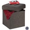 Relaxdays Sgabello con Contenitore, Pieghevole, Imbottitura Morbida, Trapuntata, in Stoffa HLP: 41x38x38 cm, Marrone