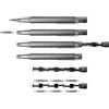 TROIKA Penna bit con 12 diverse punte di precisione CONSTRUCTION TOOL 13 salvaspazio nell'alloggiamento della penna con punta magnetica per un fissaggio sicuro delle punte, alluminio color titanio