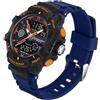findtime Orologi per uomo e ragazzo, analogico, digitale, al quarzo, arancione, con allarme/cronometro, due fusi orari/LED 5 ATM, impermeabili, per uomini
