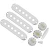 FLEOR 50/50/52 mm Single Coil Pickup Covers e 2 toni, 1 volume manopole di controllo in plastica Set 5-Way Switch Tip (stile incrociato) e punta Whammy Bar per ST, bianco