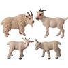 JOKFEICE 4 figure di animali in plastica bianca a forma di capra, modello di azione per progetti scientifici, giocattoli educativi, regalo di compleanno, topper per torta per bambini