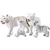 JOKFEICE Set 4 Figure di Tigre Bianca Realistica - Animali Selvatici in Plastica per Bambini - Giocattoli Educativi Foresta, Decorazioni Compleanno, Topper per Cupcake