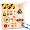 Grarain Busy Board Montessori Giocattolo in Legno per Motorizzazione a partire da 1 Anno con 13 Interruttori e 24 Luci LED per Bambini, Giocattolo Educativo con Sensori per Bambini, Regalo per Bambini di 1, 2