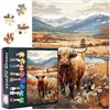 TISHIRON Puzzle di Mucca delle Highlands 1000 Pezzi per Adulti con Lettere sul Retro, Paesaggio Naturale Puzzle Impossibile Sfida per Adulti come Decorazione per la Casa, Regalo (70 x 50 cm)