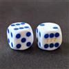 BESCON DICE Bescon - Dadi di precisione professionali ad angolo rotondo, 14,3 mm, con puntini colorati, dadi di precisione per backgammon da 14,3 mm (dadi bianchi con pois blu)