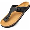 GONKOS®, Sandali in Pelle, Sottopiede Anatomico in Sughero, Vera Pelle, Sughero Naturale, Fibbia Regolabile sul Piede, Infradito Unisex, Sandali di Qualità Made in Spain, Colore Nero Taglia 46