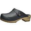 Sanita Ursana | Zoccoli Aperti da Donna | Zoccoli in Pelle con Suola in Legno | Prodotto Originale Fatto Mano | Nero | 40