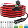 HAAMNING7 Spina per accendisigari resistente 12AWG, spinotto maschio per accendisigari auto con adattatore ad anello O, cavo con scatola fusibile e luce LED, per inverter auto e pompa d'aria (2 m)