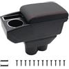KAERGK Bracciolo Auto Compatibile con Opel Corsa E 2014-2018 | Vano Portaoggetti a Due Llivelli, con Portabicchieri, Facile da Montare, Regolabile, Pelle PU, Linea Rossa