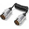 Qiping Cavo Rimorchio 7 Poli 2Metro Precablata 7 Fili Estensione Connettore Rimorchio con Spina Metal 7 Pin Maschio a Maschio per 12V 24V Rimorchi Auto, roulotte, portabici, furgoni, Camion