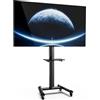 XTRARM Proton 500 Supporto TV mobile con ripiano, prese di corrente, porte USB, altezza 211 cm, formato verticale orizzontale 32-75 pollici, 40 kg nero