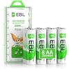 EBL 8 * 1.2V AA Pile Ricaricabili 1.2V 1200 Tech, Batterie Ricaricabili 2800mAh Ni-MH con Comodo Astuccio