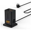 TESSAN Alimentatore USB C 65W, GaN Caricabatterie Multiplo, Caricatore Rapido con 2 prese, Stazione di Ricarica USB con cavo 2M