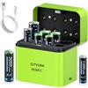 CITYORK Batterie al litio ricaricabili AA AAA 1,5 V con caricatore, 4 batterie AA da 3000 mWh + 4 batterie AAA da 1200 mWh con scatola di ricarica integrata