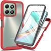 RonRun Cover Honor X6b, Antiurto 360 Gradi Full Case con Protezione per Schermo Incorporata, Trasparente Rugged TPU Bumper Doppia Protettiva Case rosso