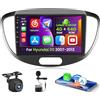 Inefala 4+64G Autoradio per Hyundai i10 2007-2013 Android 15 con Wireless CarPlay Android Auto, 9'' Schermo per Auto Soporta Bluetooth WIFI GPS FM/RDS 32EQ SWC AHD Telecamera Posteriore