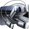 Rocoren Caricabatterie da auto retrattile, Rocoren Caricabatterie da aut0 USB C 4 in 1 con cavo da 2,62 piedi, Caricabatterie da auto rapido da 69 W, Adattatore per accendisigari da auto per iPh0ne e Android