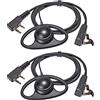 HYSHIKRA Auricolare walkie talkie a forma di D con microfono auricolare compatibile con Baofeng UV-5R UV-5RA 888S Kenwood HYT 2 pin radio bidirezionale (confezione da 2)