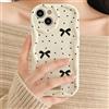 LIRASIRA Compatibile con Samsung Galaxy S23, Custodia Morbida Silicone Motivo Pois, Cuori, Fiocco, Bordo Onde Cremoso Cover