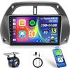 Hikity Autoradio per Toyota RAV4 2001-2006 2G+64G Android 15 Wireless Carplay Radio Stereo Auto con 26UI 9 Pollici Schermo Android Auto GPS WIFI Bluetooth EQ FM RDS MIC Telecamera Posteriore