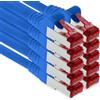 1aTTack.de - 10x 0,25 m cavo patch CAT6 S/FTP PIMF schermatura CAT.6 cavo di rete RJ45 cavo Ethernet DSL router LAN switch modem pannello patch - blu - 10 pezzi