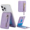 Ysnzaq per Magsafe Wallet Portafoglio PU in Pelle per iPhone 16/15/14/13/12 Pro/Max/Plus, Magnetico Portafoglio Porta Carte Supporto Adjustable Accessori per iPhone 16/15/14/13/12 Pro/Max.ZYC Purple