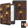 MoKo Custodia per Ebook Reader da 6(11a Gen-2024/2022), Cover a Conchiglia Leggera Cinturino per la mano con Auto Sonno/Sveglia per 11a Gen 2024,NON per Kobo Aura 2/Remarkable, Libreria retrò