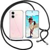 ISOI Cover con Cordino per Vivo V60 Lite 5G, Custodia Trasparente con Collana Tracolla Laccio Collo Ultra Sottile Morbido TPU Silicone Antiurto AntiGraffio Case, Nero