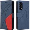 XINNI Cover Protettiva per Oppo Find X3 Lite Case, retrò Cellulare Custodia Libro Antiurto in Flip Pelle PU/TPU, Portafoglio Flip Magnetica, Blu