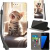 PHINIENLAND Cover per Samsung Galaxy S7 Case PU Pelle Custodia [Kickstand] [Chiusura magnetica] [Slot per Schede], Portafoglio Flip Custodia per Samsung S7,Gatto