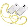 TBOC 2X Cordino Catenella Laccio Strap Porta Cover [Giallo] con Toppa Plastica [Bianco Ice] per Telefono Cellulare Collo - Tracolla Catenina con Cordini da Cellulari Accessori Universale Laccetti