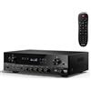 Donner Amplificatore Audio Stereo, Ricevitore a 2 Canali da 600 W di Picco con Bluetooth 5.3, Phono, Ottico, Coassiale, USB, FM, 2 Ingressi Microfono, AUX, RCA Ingresso, Karaoke, Altoparlanti, MAMP2